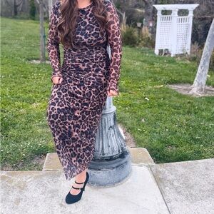 SHEIN Leopard Print Dress - Black and Brown